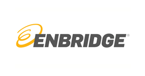 Enbridge logo featuring a stylized yellow swirl next to black text